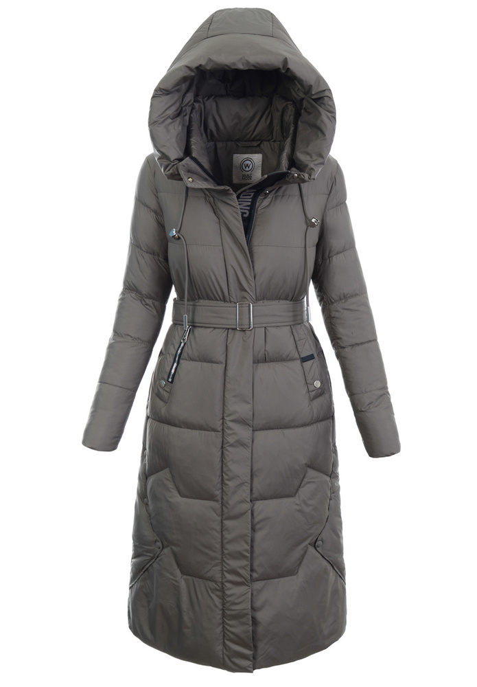 Damska Zimowa Ortalionowa Kurtka Brązowa