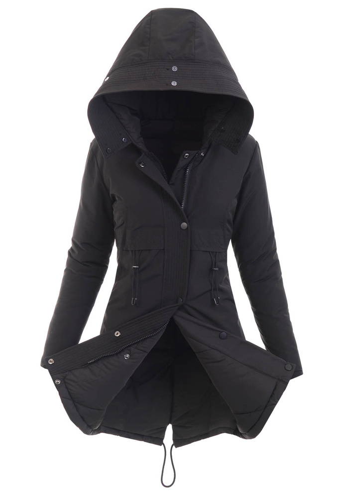 Damska Parka Kurtka 2w1 Zimowa Czarna