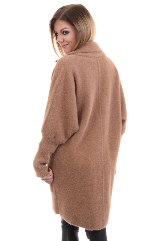 Kardigan Płaszczyk Alpaka Jasno Brązowa