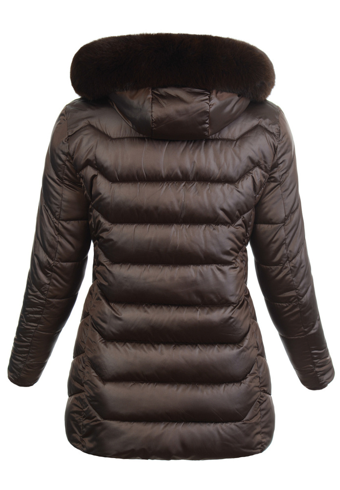 Damska Zimowa Ortalionowa Kurtka Brązowa
