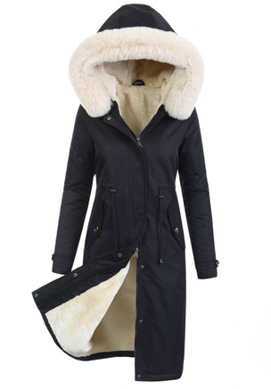 Damska Parka Kurtka Zimowa Czarna