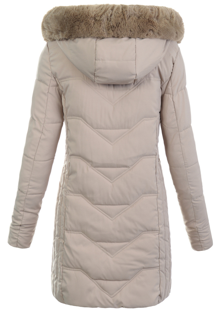 Damska Zimowa Ortalionowa Kurtka Beżowa
