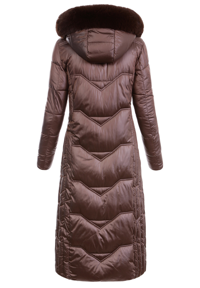 Damska Zimowa Ortalionowa Kurtka Brązowa