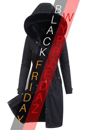 Damska Parka Kurtka Zimowa Czarna