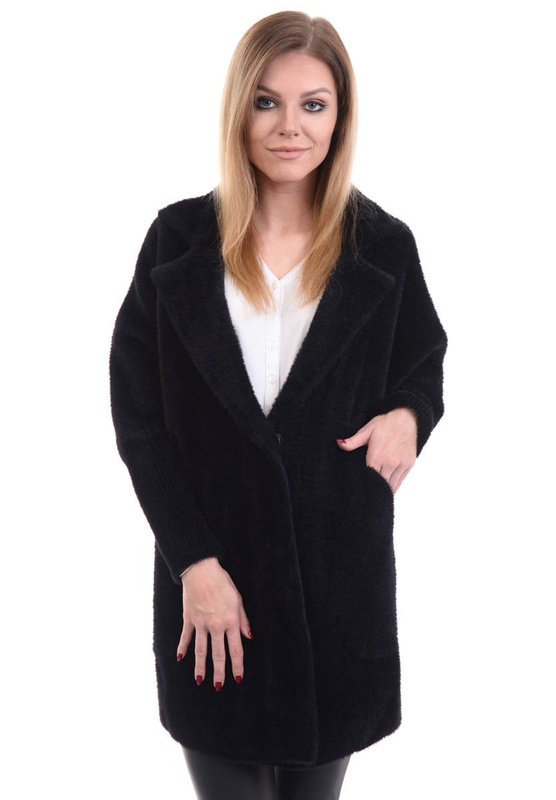 Kardigan Płaszczyk Alpaka Czarna