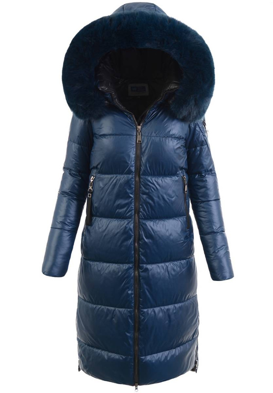 Damska Zimowa Ortalionowa Kurtka Ciemno Niebieska