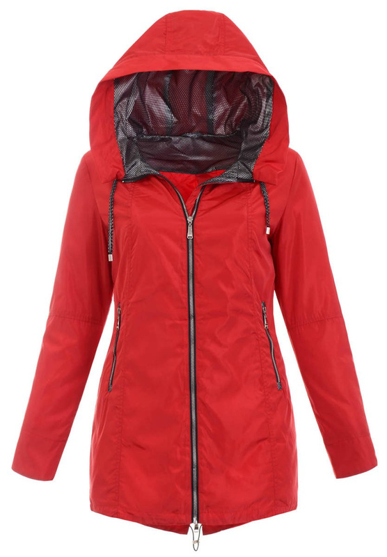 Damska Wiosenno-Jesienna Kurtka Czerwona