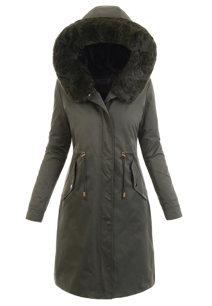 Damska Parka Kurtka 2w1 Zimowa Khaki