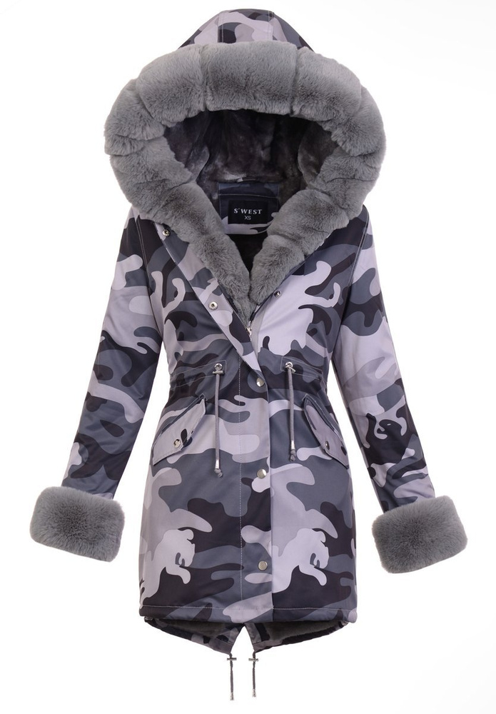 Damska Parka Kurtka Zimowa Moro