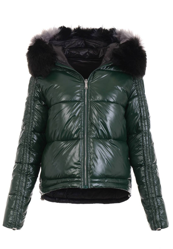 Damska Zimowa Ortalionowa Kurtka Zielona