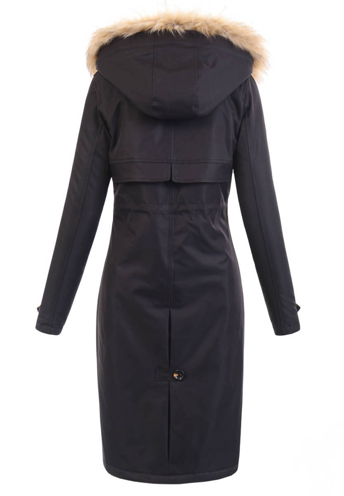 Damska Parka Kurtka Zimowa Czarna