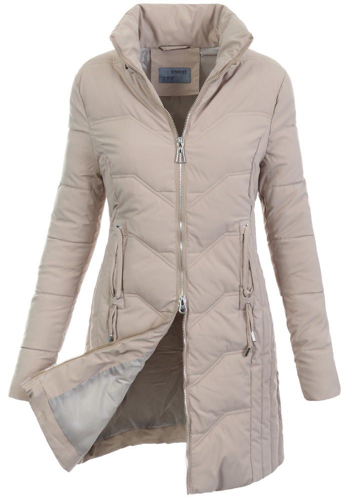 Damska Zimowa Ortalionowa Kurtka Beżowa