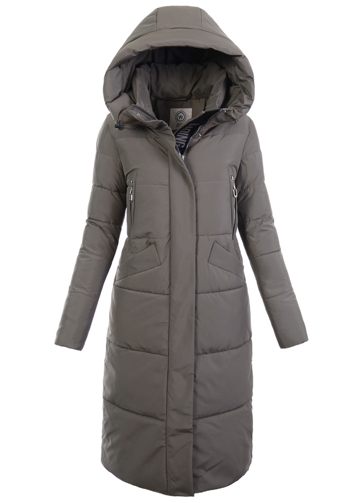 Damska Zimowa Ortalionowa Kurtka Brązowa