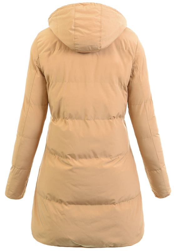 Damska Zimowa Ortalionowa Kurtka Beżowa