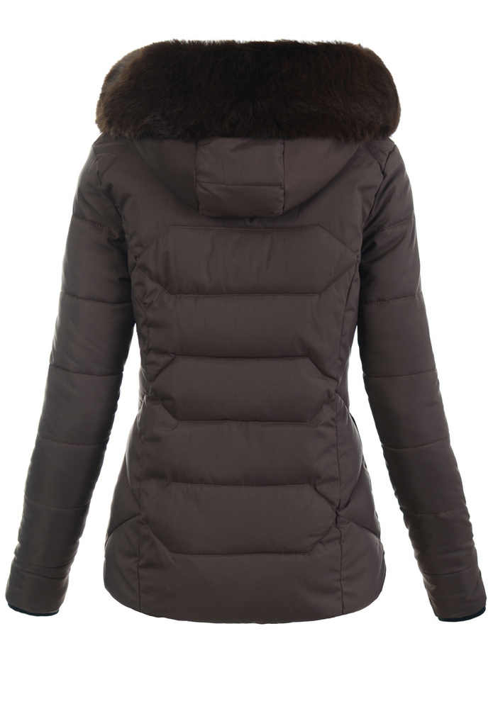 Damska Zimowa Ortalionowa Kurtka Brązowa