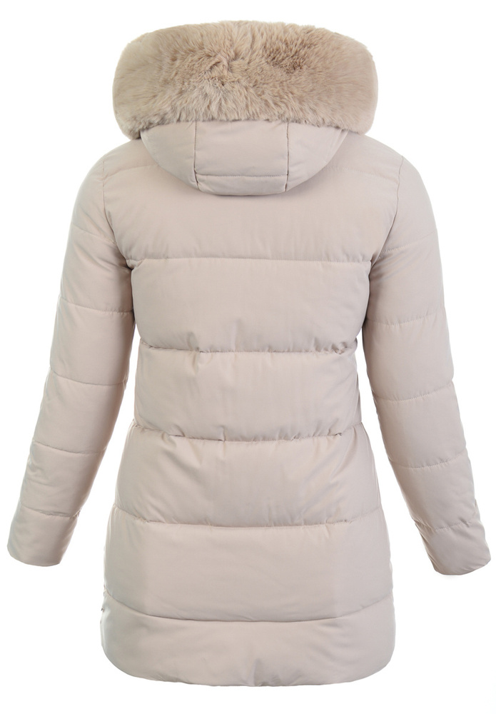Damska Zimowa Ortalionowa Kurtka Beżowa