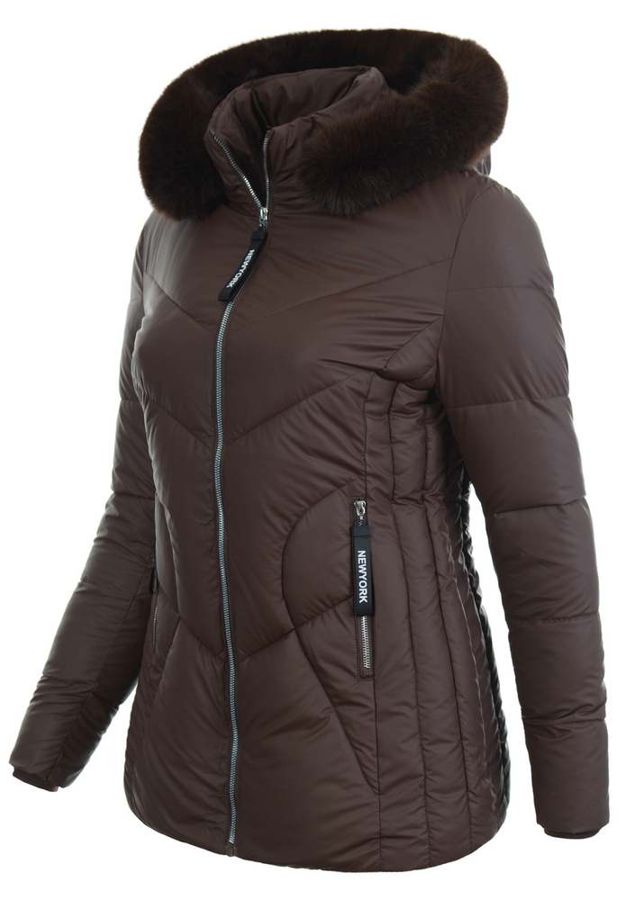Damska Zimowa Ortalionowa Kurtka Brązowy