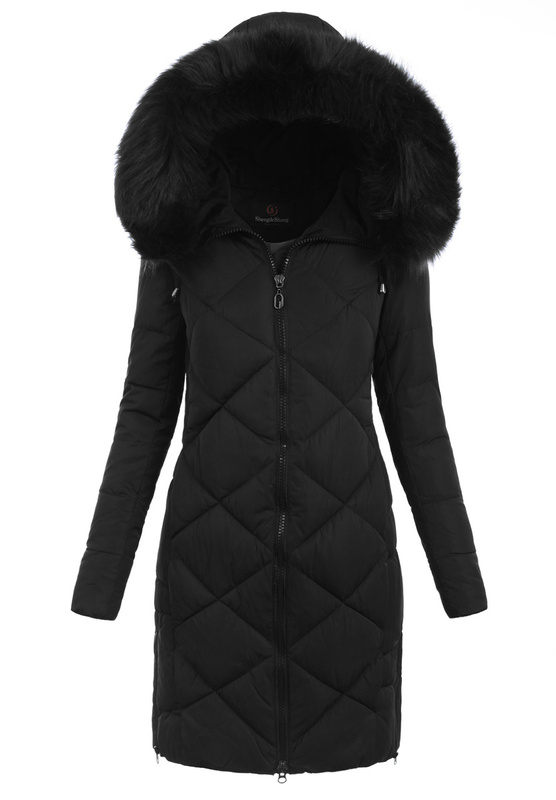 Damska Zimowa Ortalionowa Kurtka Czarna