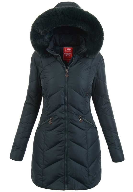 Damska Zimowa Ortalionowa Kurtka Zielona