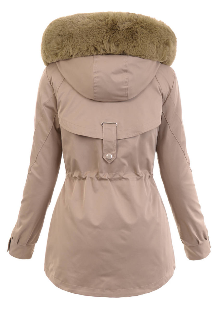 Damska Parka Kurtka Zimowa Beżowa