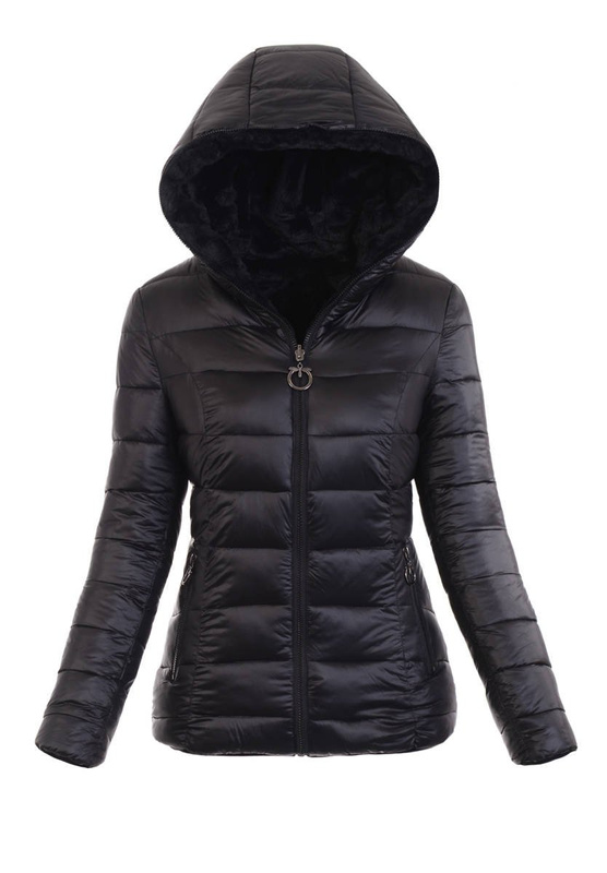 Damska Zimowa Ortalionowa Kurtka Czarna