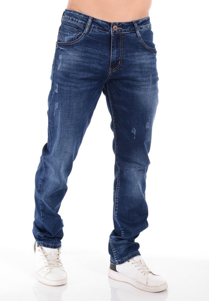 Męskie Spodnie Jeansowe Granatowe
